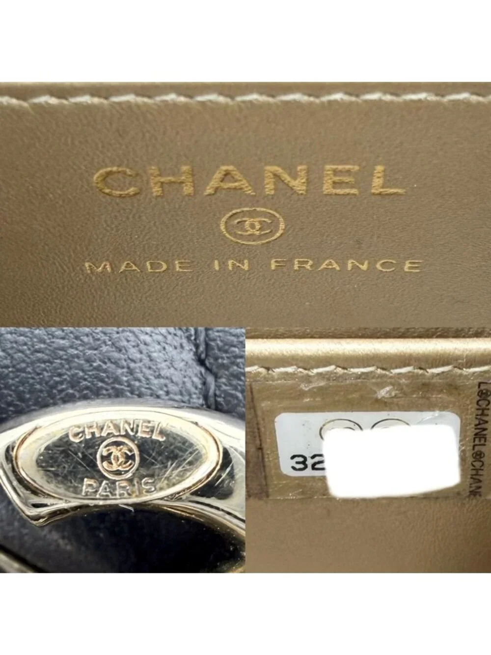 Chanel Shoulder Bag Quilted CC Logo Lambskin Black Gold Vintage